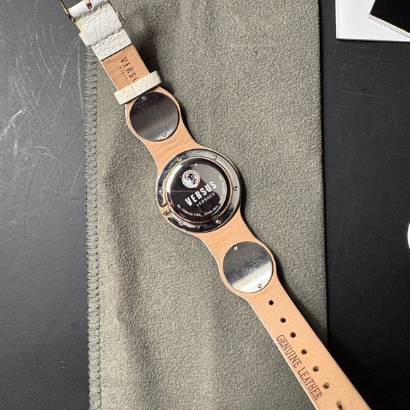Versus By Versace White Leather Watch with Gold Medusa Accents - Picture 3 of 3